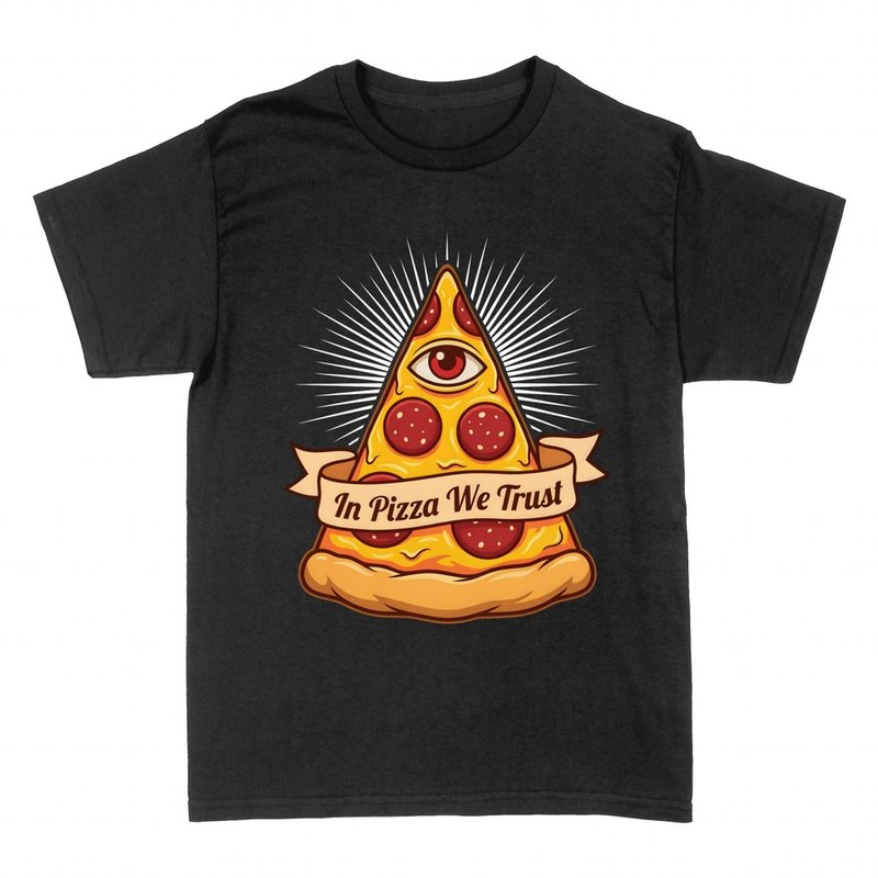 T-shirts: In Pizza We Trust Illuminati pizza