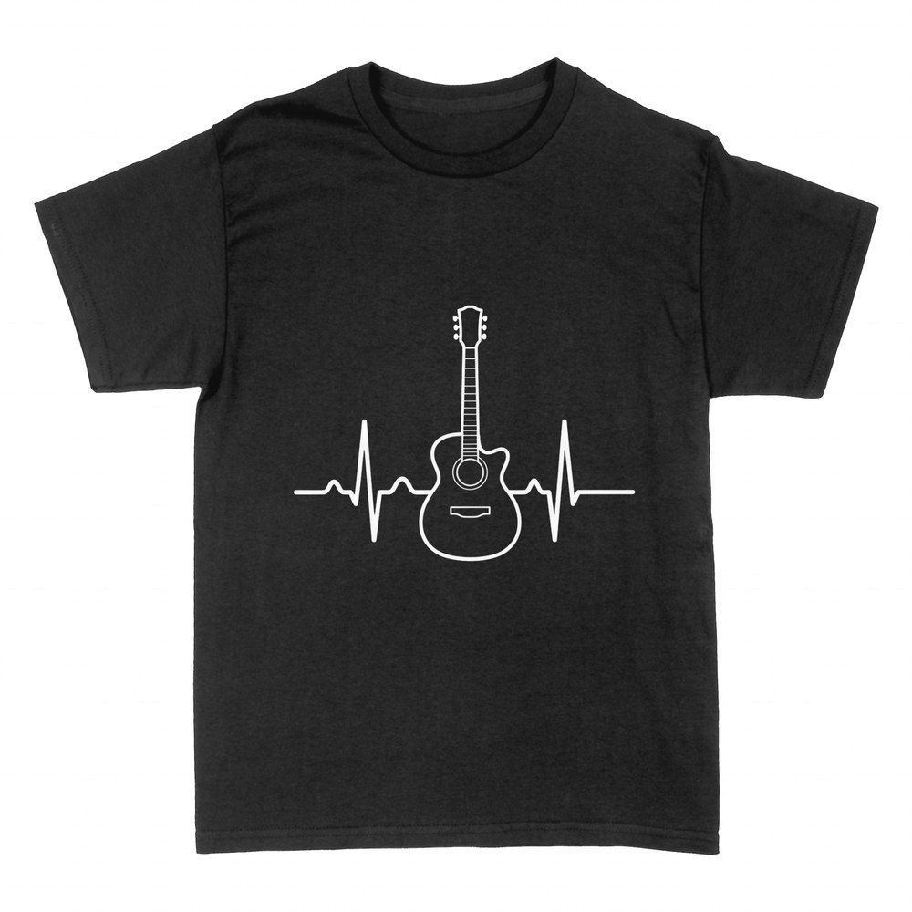 T-shirts: Acoustic guitar heartbeat pulse line