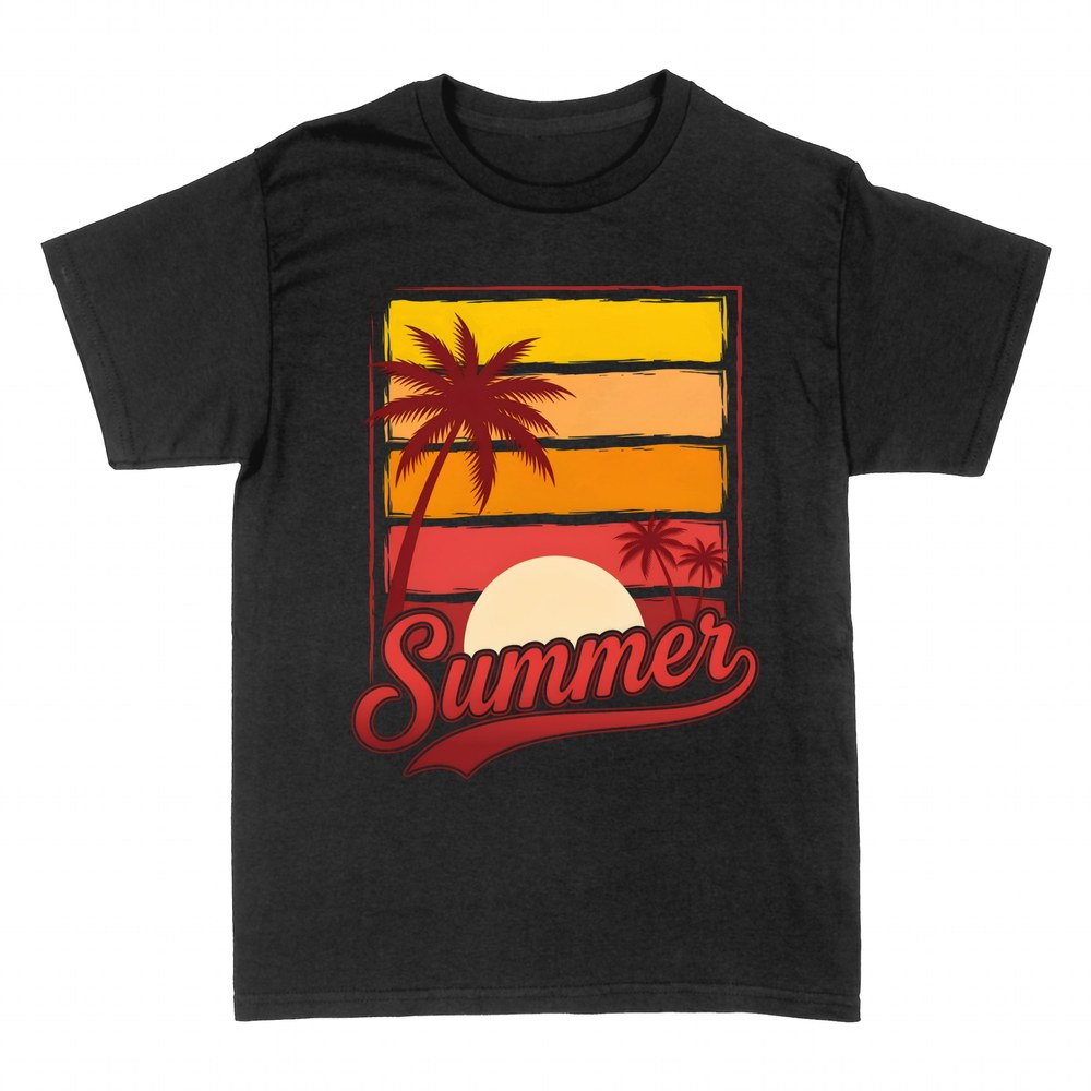 T-shirts: Retro summer sunset with palm trees