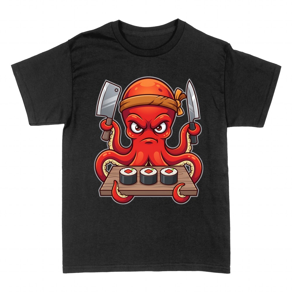 T-shirts: Octopus sushi chef with knives