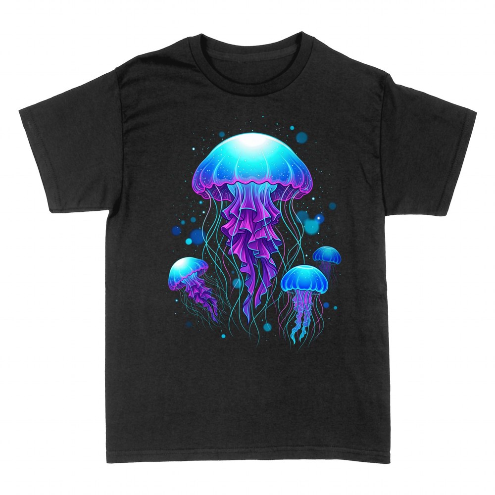 T-shirts: Bioluminescent neon jellyfish glow