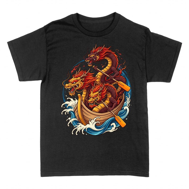 T-shirts: Three dragons rowing a boat