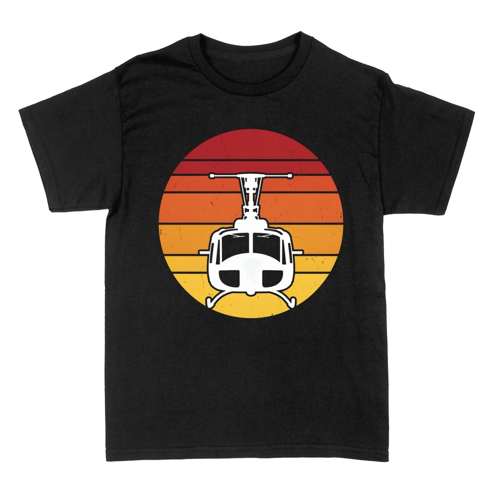 T-shirts: Retro sunset helicopter front view