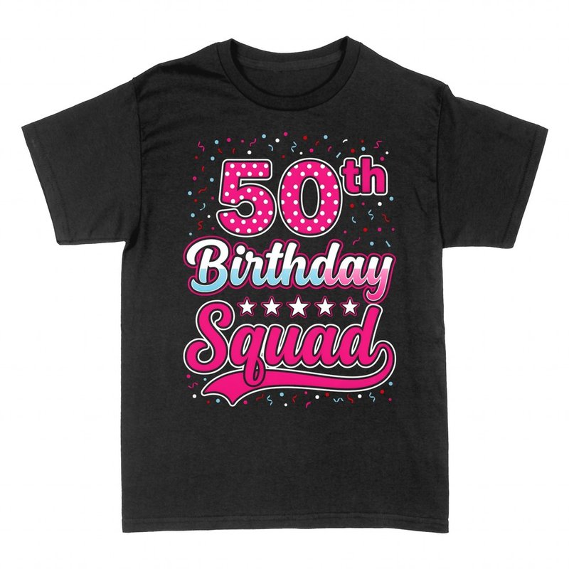 T-shirts: 50th Birthday Squad confetti party crew