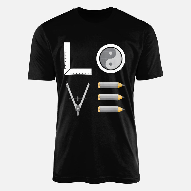 T-shirts: Architect Love with set square, compass and