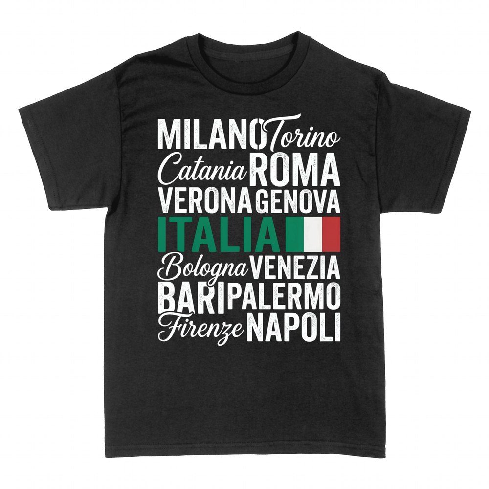 T-shirts: Italy Cities Tricolor Flag Word Art