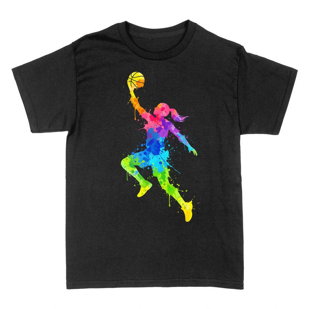 T-shirts: Watercolor basketball player silhouette