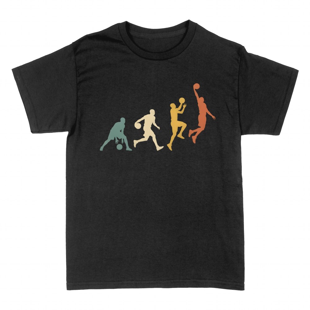 T-shirts: Retro basketball player evolution dunk