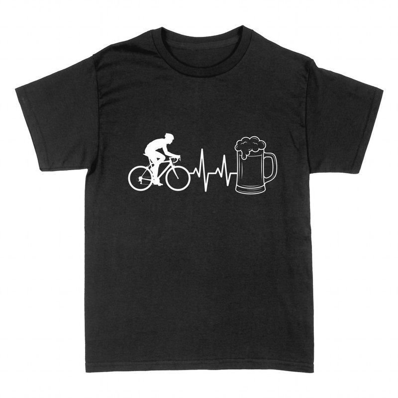 T-shirts: Cyclist and beer mug heartbeat