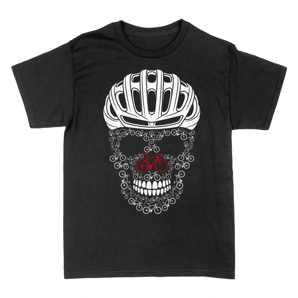 T-shirts: Bicycle skull with cyclist helmet