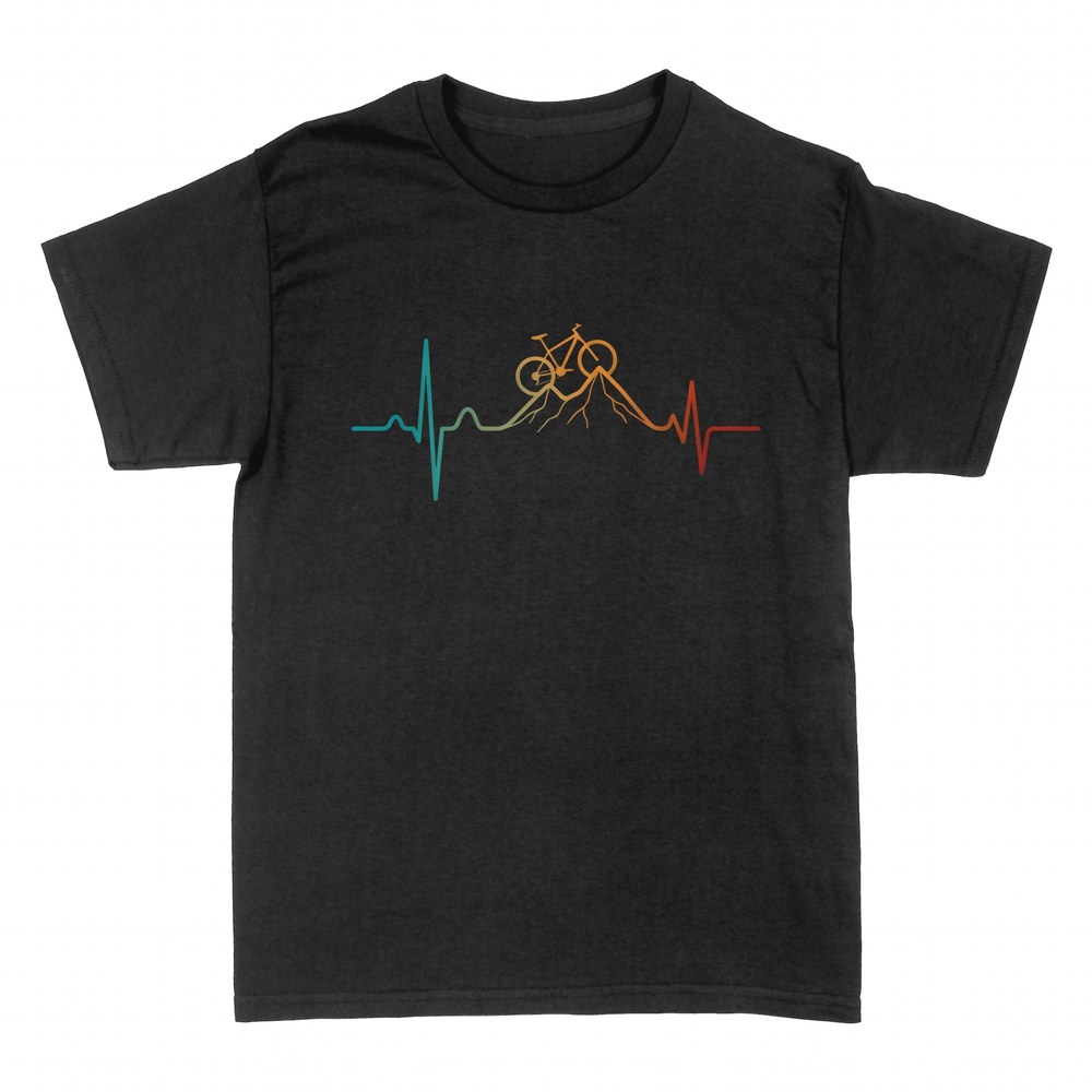T-shirts: Heartbeat with mountain bike on peaks
