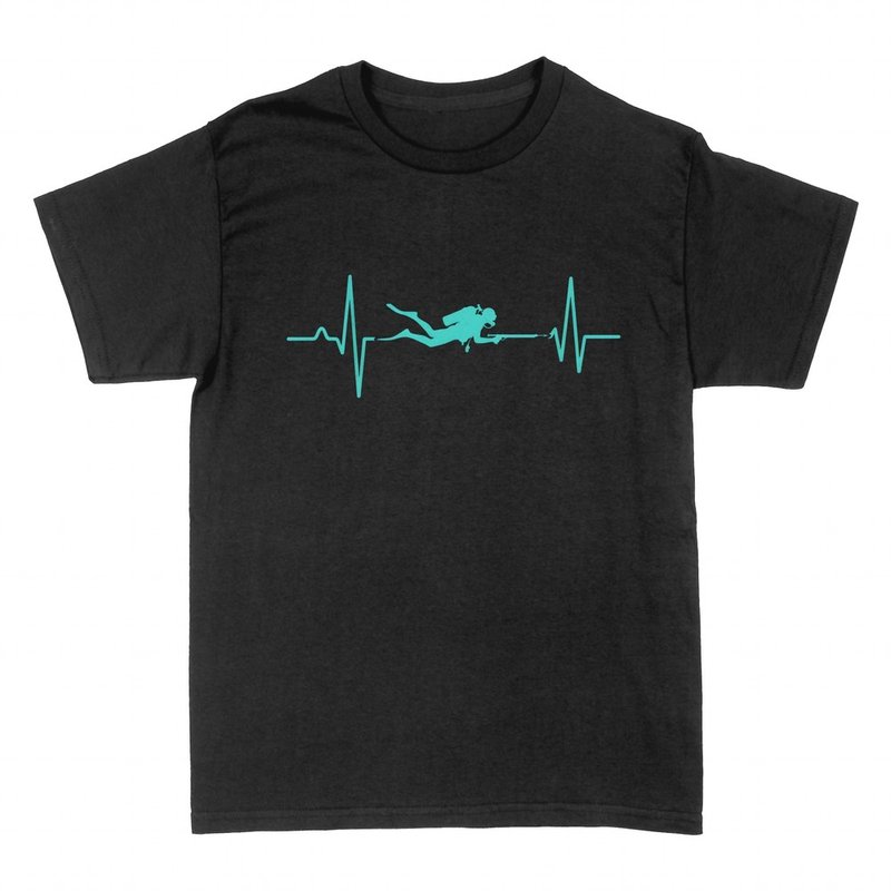 T-shirts: Scuba diver in heartbeat pulse line