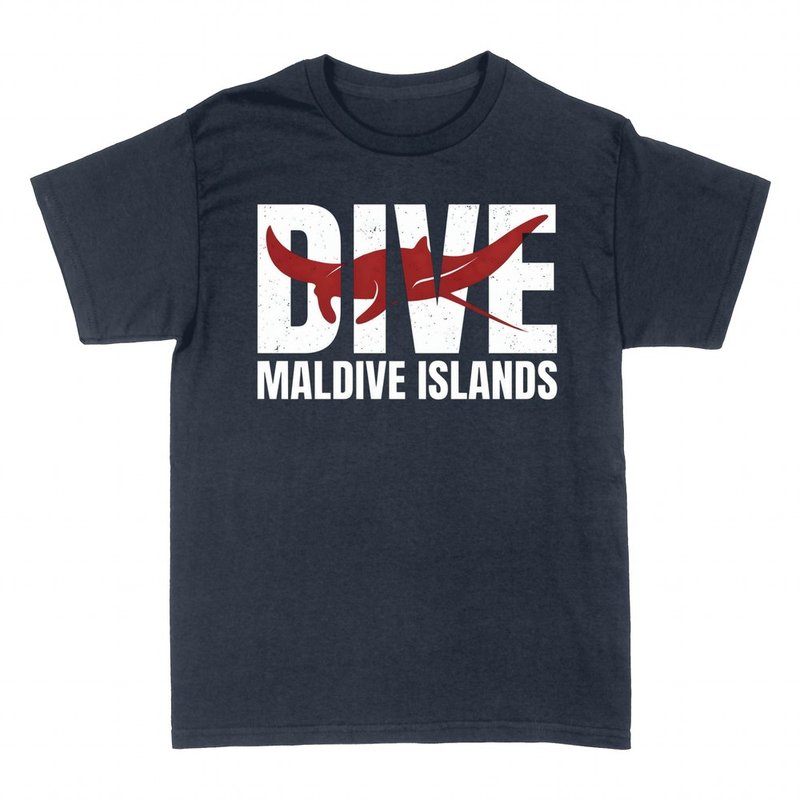 T-shirts: Diving manta ray Maldive Islands