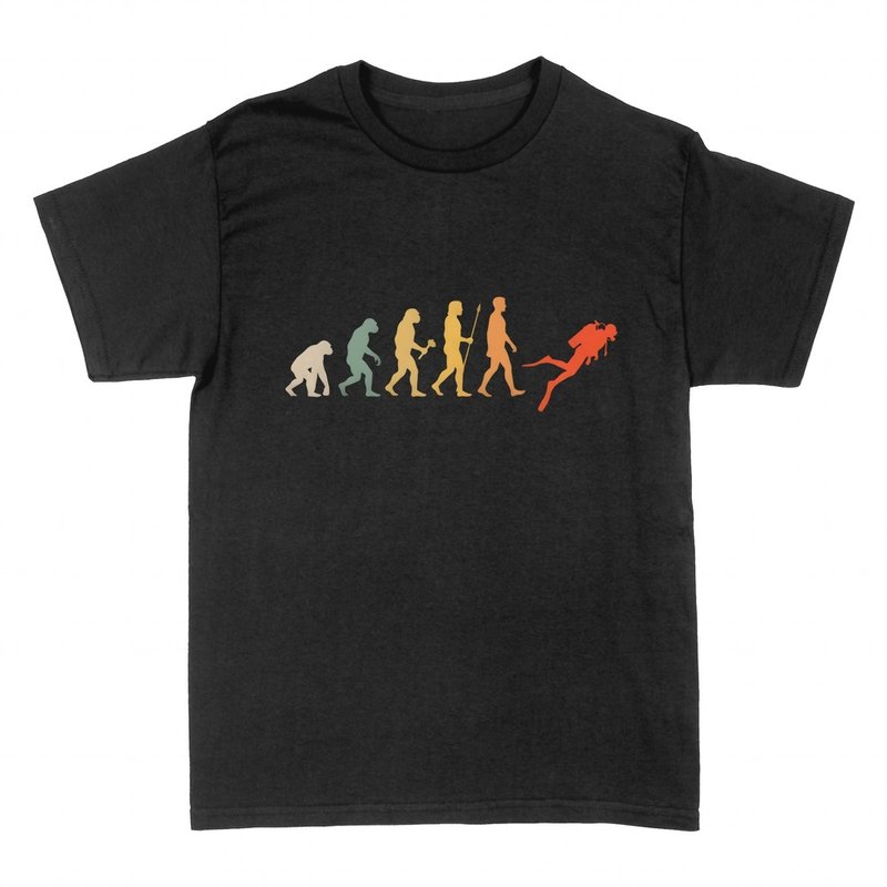 T-shirts: Diver evolution retro silhouette