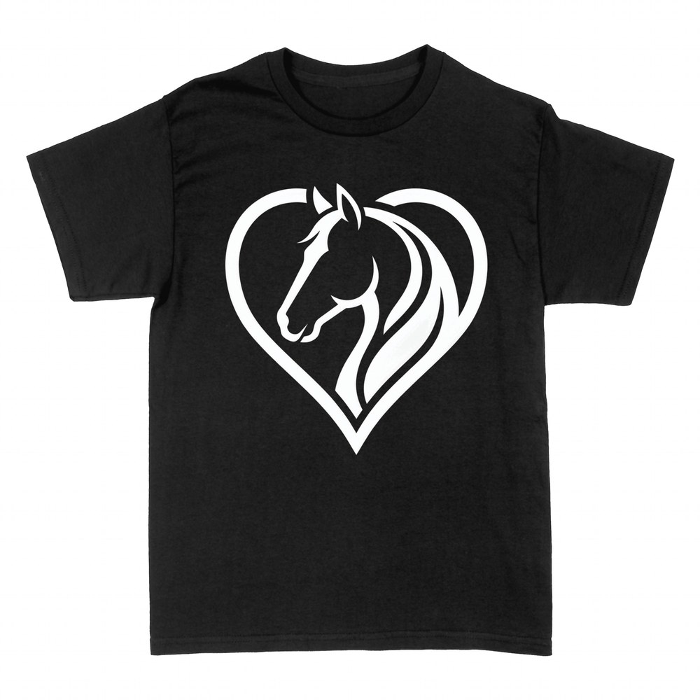 T-shirts: Horse head and mane forming a heart