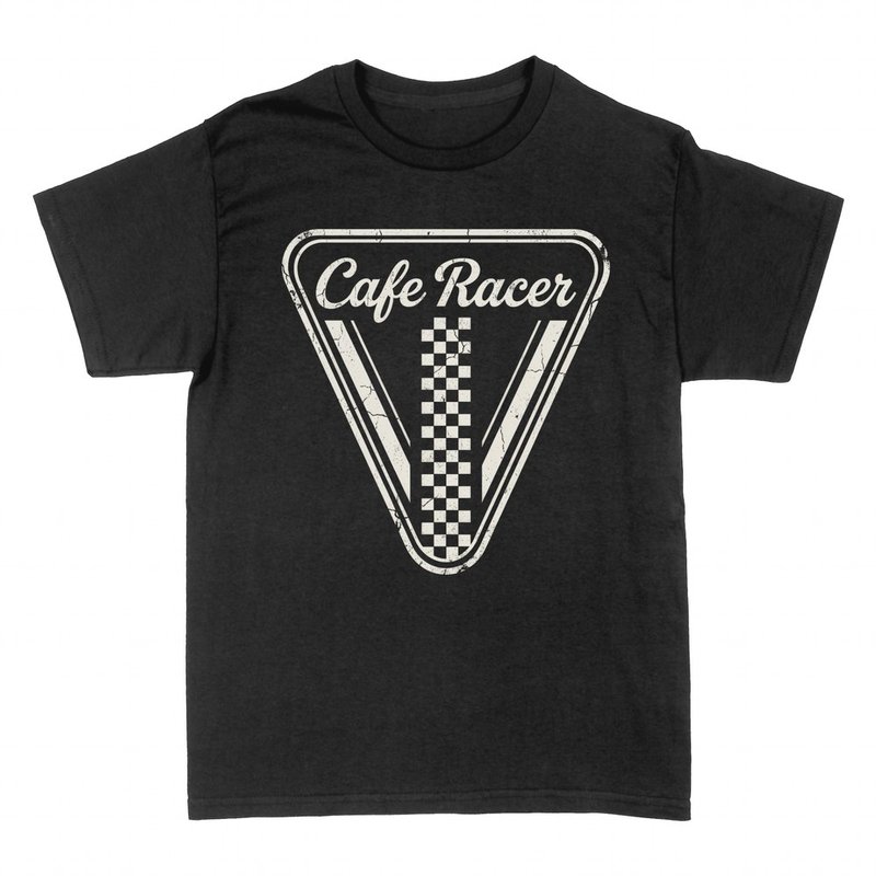 T-shirts: Cafe Racer Emblem Checkered Flag