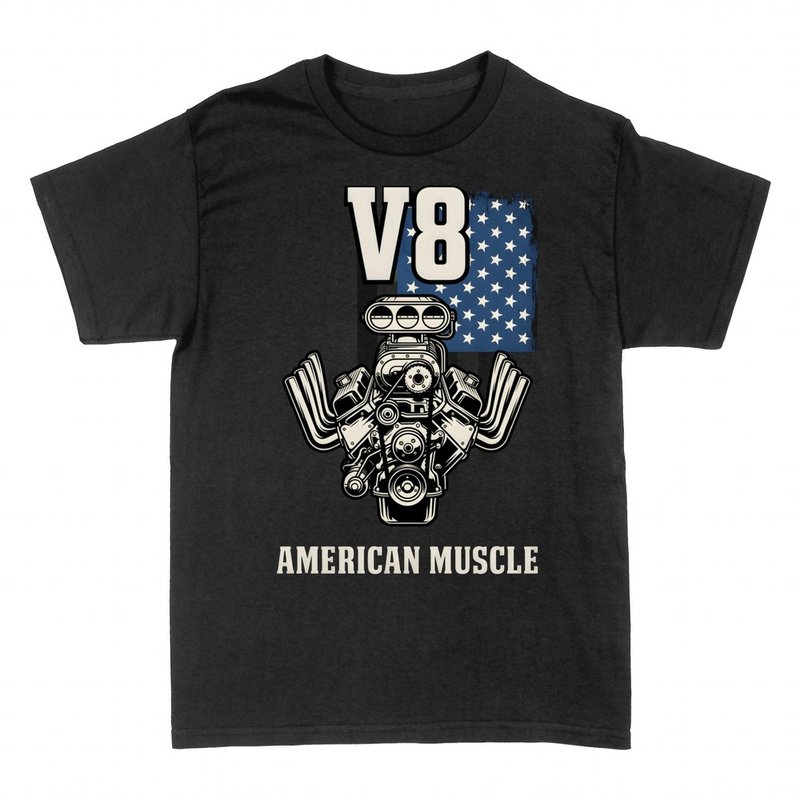T-shirts: V8 American Muscle Supercharged Engine