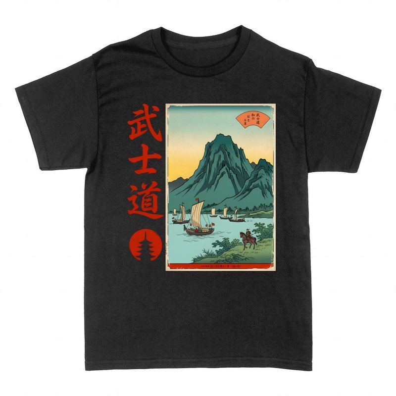 T-shirts: Bushido ukiyo-e samurai on horseback