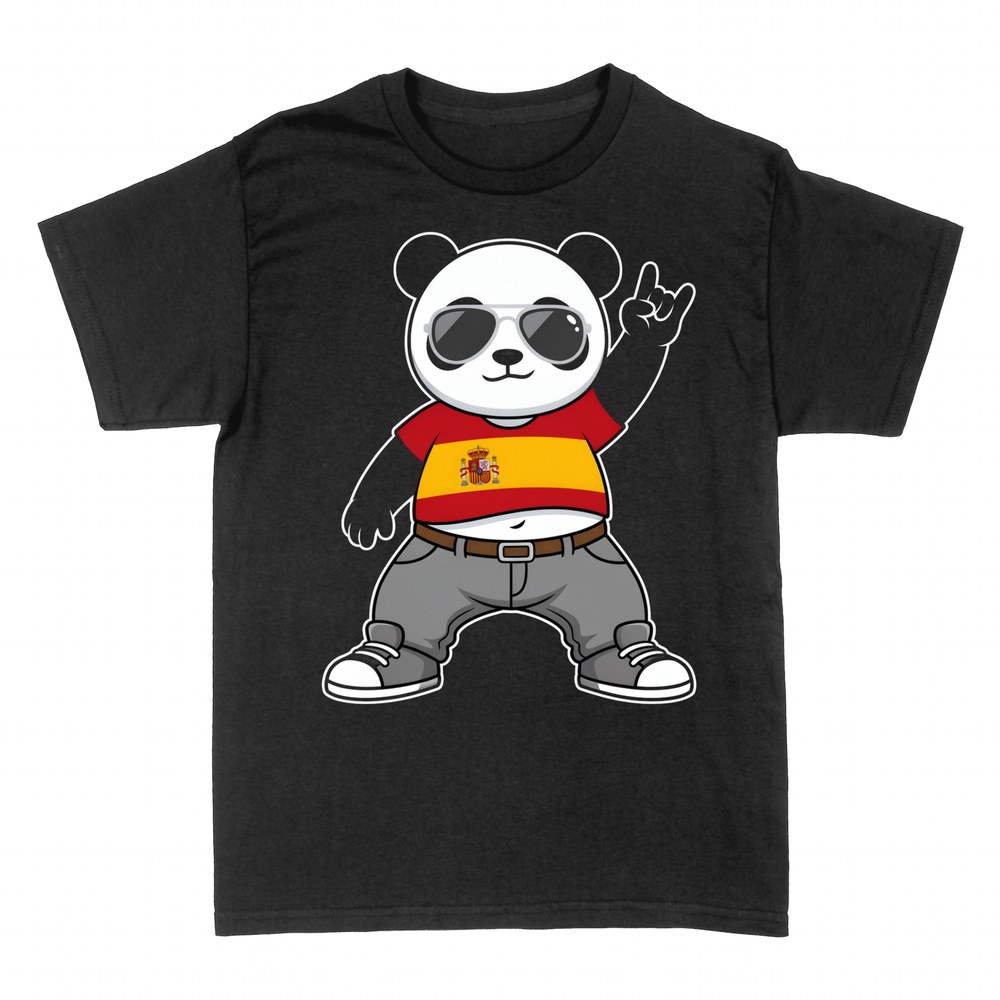 T-shirts: Rocker panda in shades with Spain flag