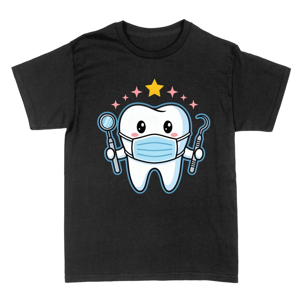 T-shirts: Kawaii tooth dentist with mask and tools