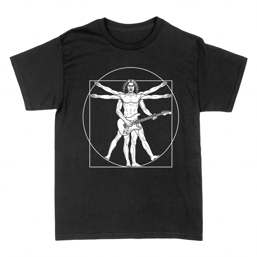 T-shirts: Vitruvian Man rock guitarist