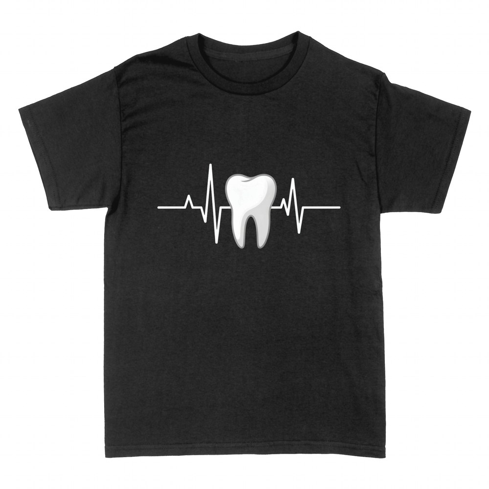 T-shirts: Dental heartbeat tooth with pulse line