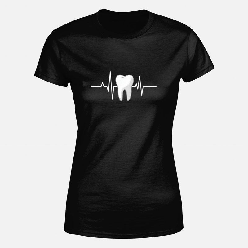 T-shirts: Dental heartbeat tooth with pulse line