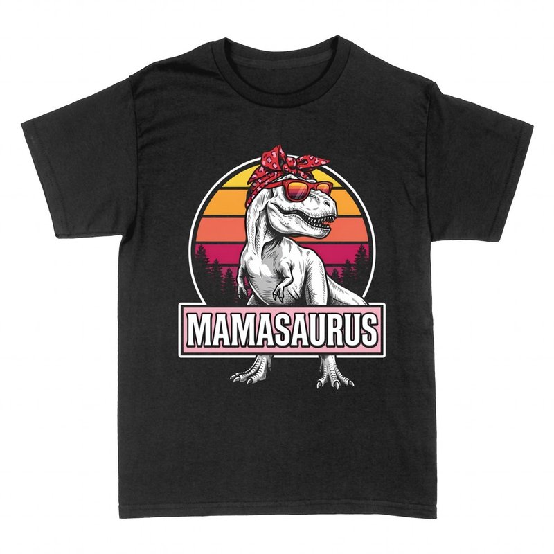 T-shirts: Mamasaurus T-Rex with bandana and shades