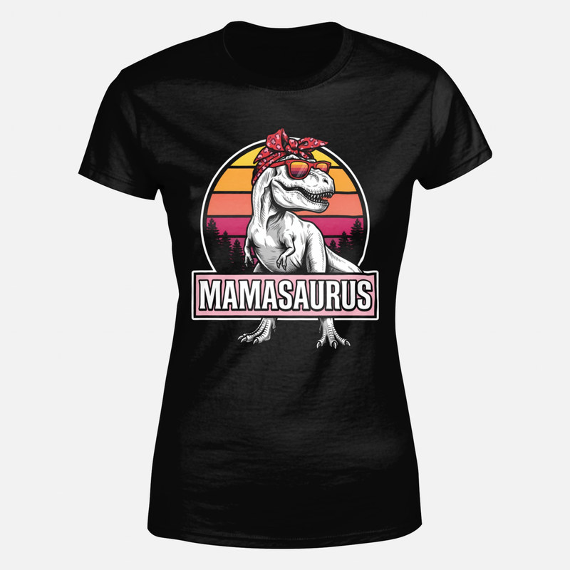 T-shirts: Mamasaurus T-Rex with bandana and shades