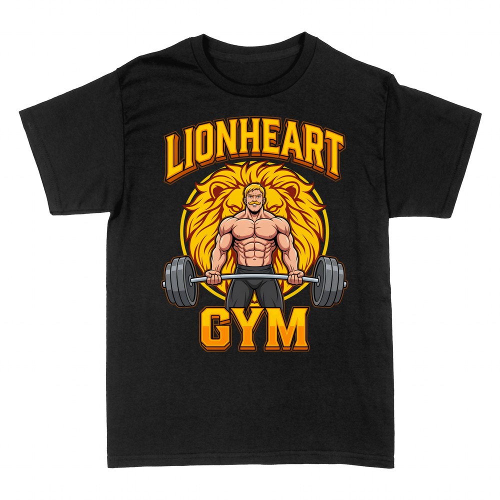T-shirts: Lionheart Gym lion-mane bodybuilder deadlift