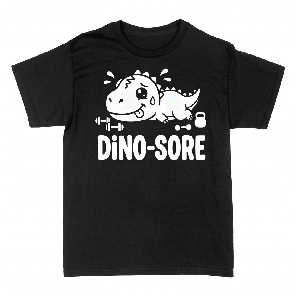 T-shirts: Dino-Sore exhausted cartoon gym dinosaur