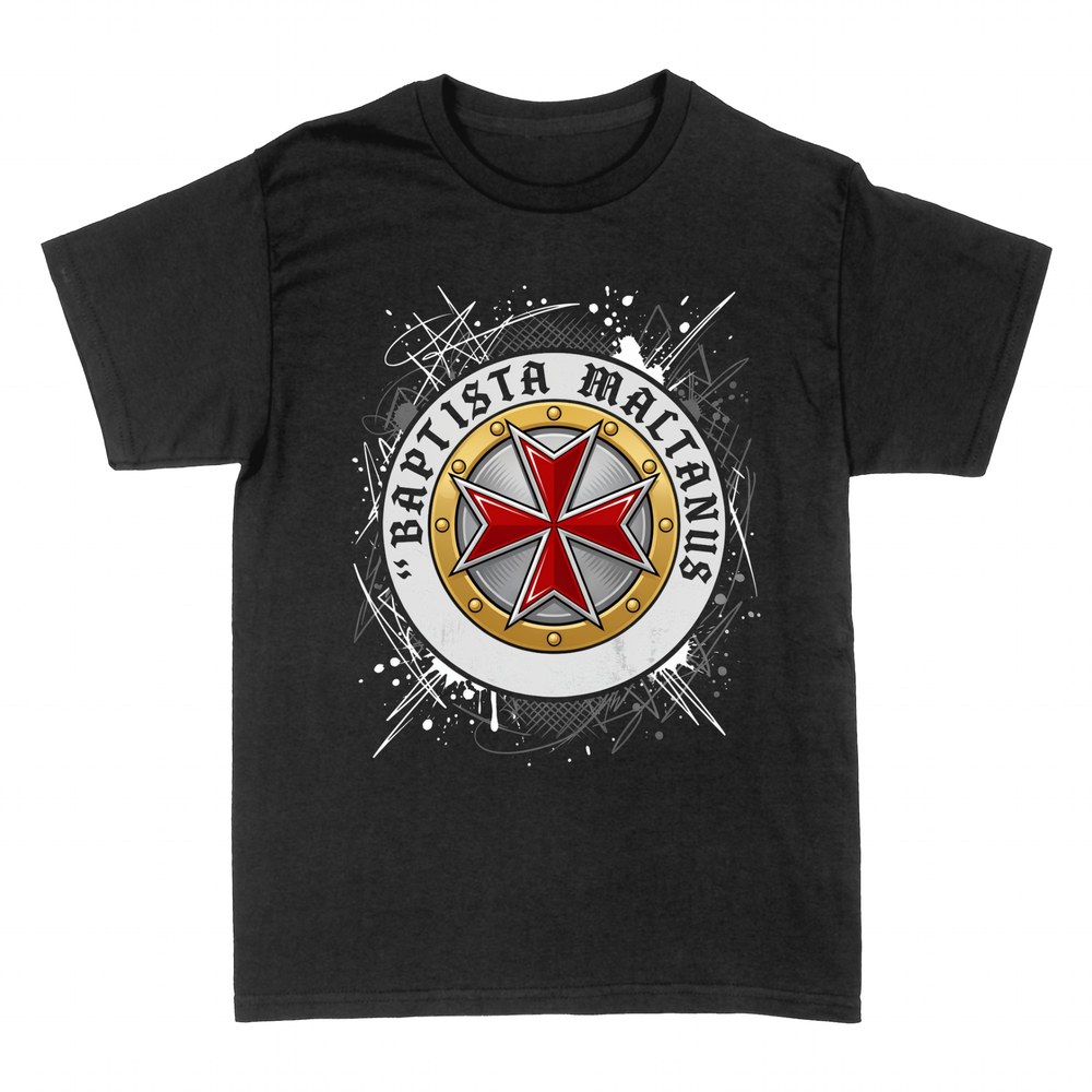 T-shirts: Maltese Cross emblem with Latin motto