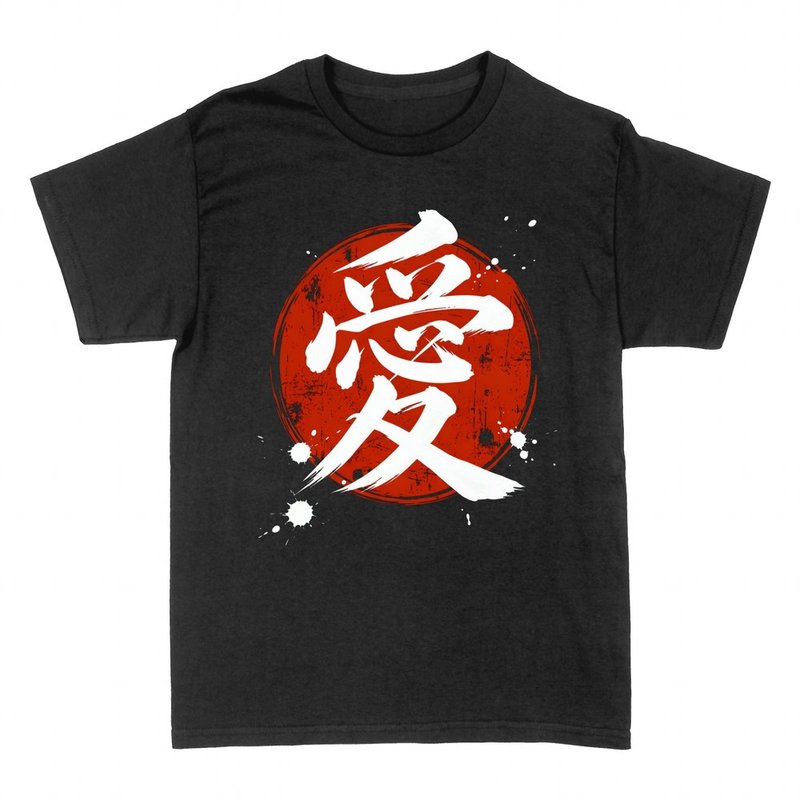 T-shirts: Japanese love kanji on red circle
