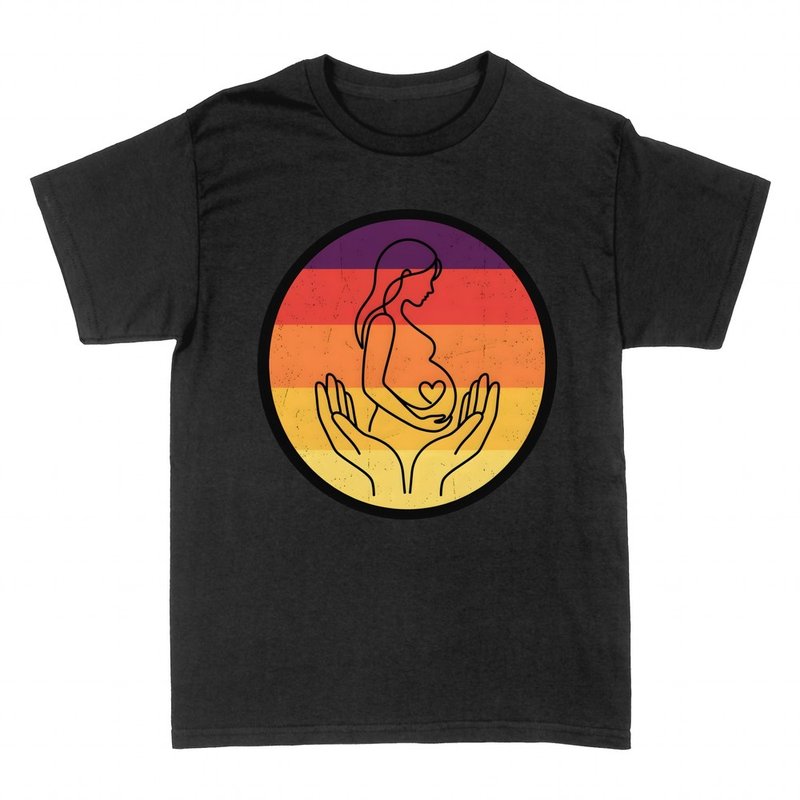 T-shirts: One-line pregnant woman with heart