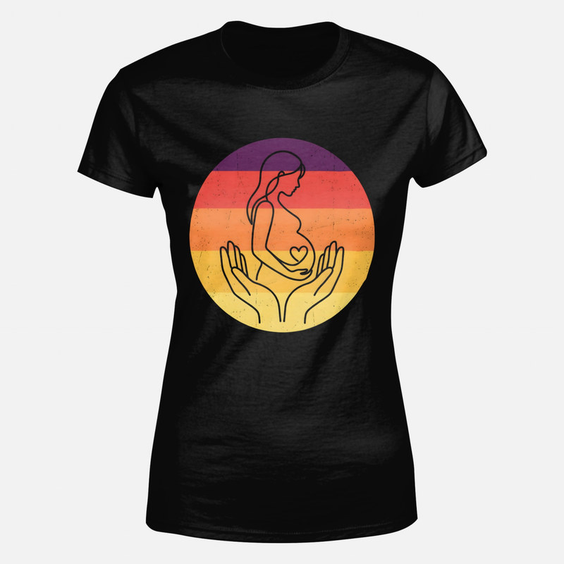 T-shirts: One-line pregnant woman with heart
