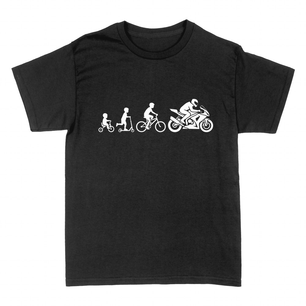 T-shirts: Biker evolution: tricycle to motorbike