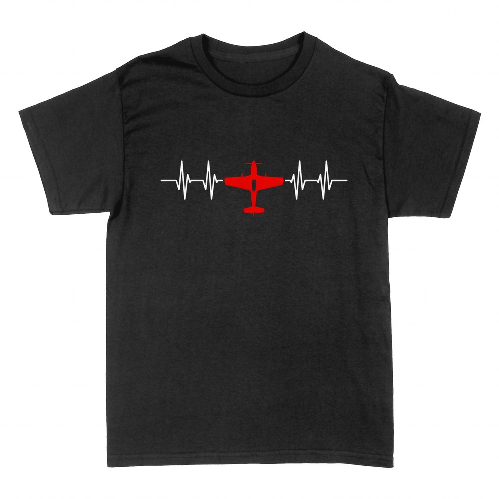 T-shirts: Red propeller plane heartbeat line