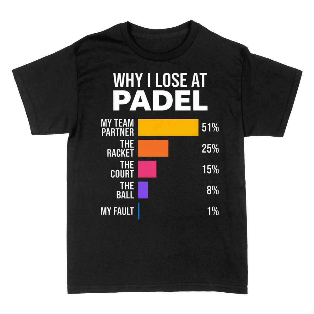 T-shirts: Why I Lose at Padel excuse chart
