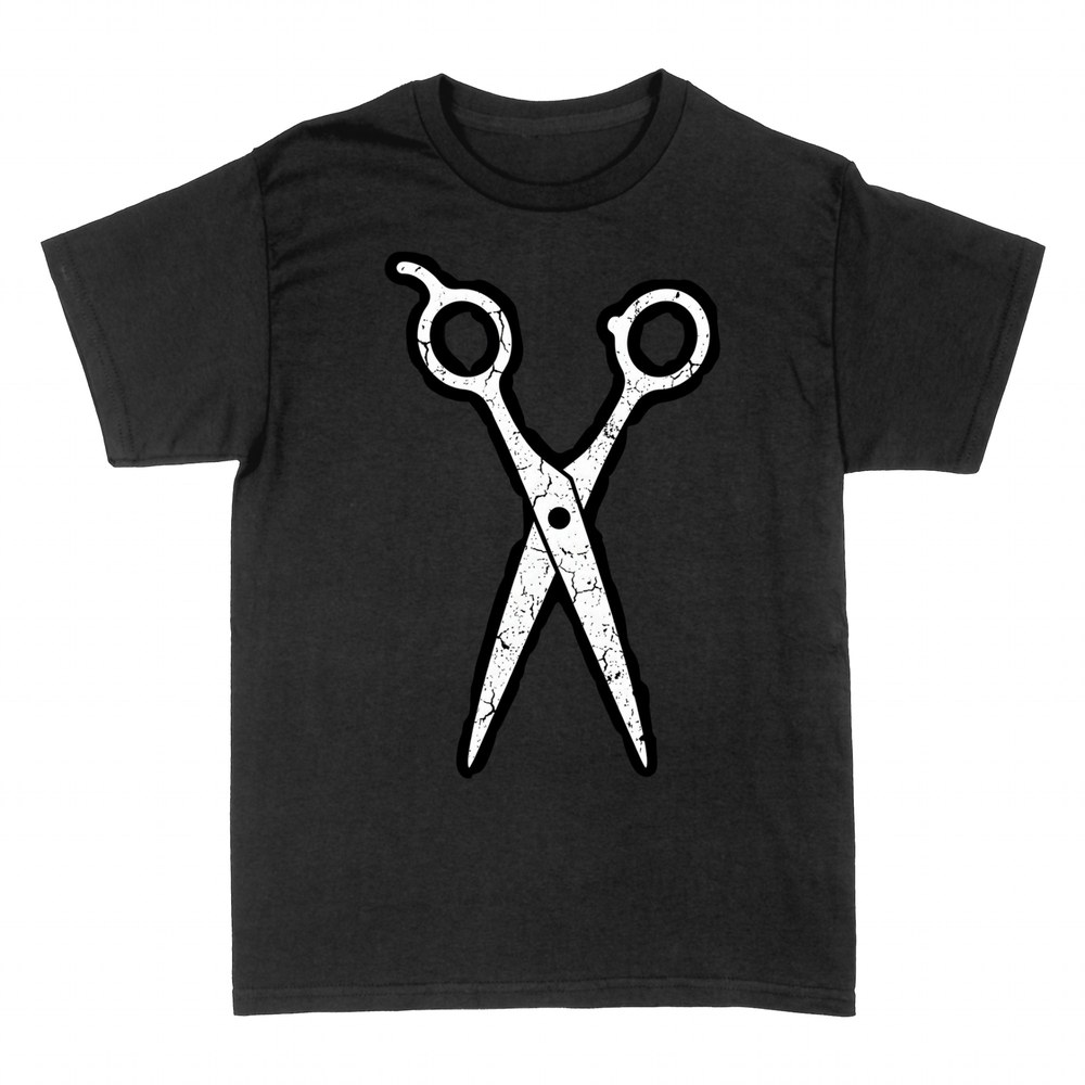 T-shirts: Distressed vintage hairdressing scissors