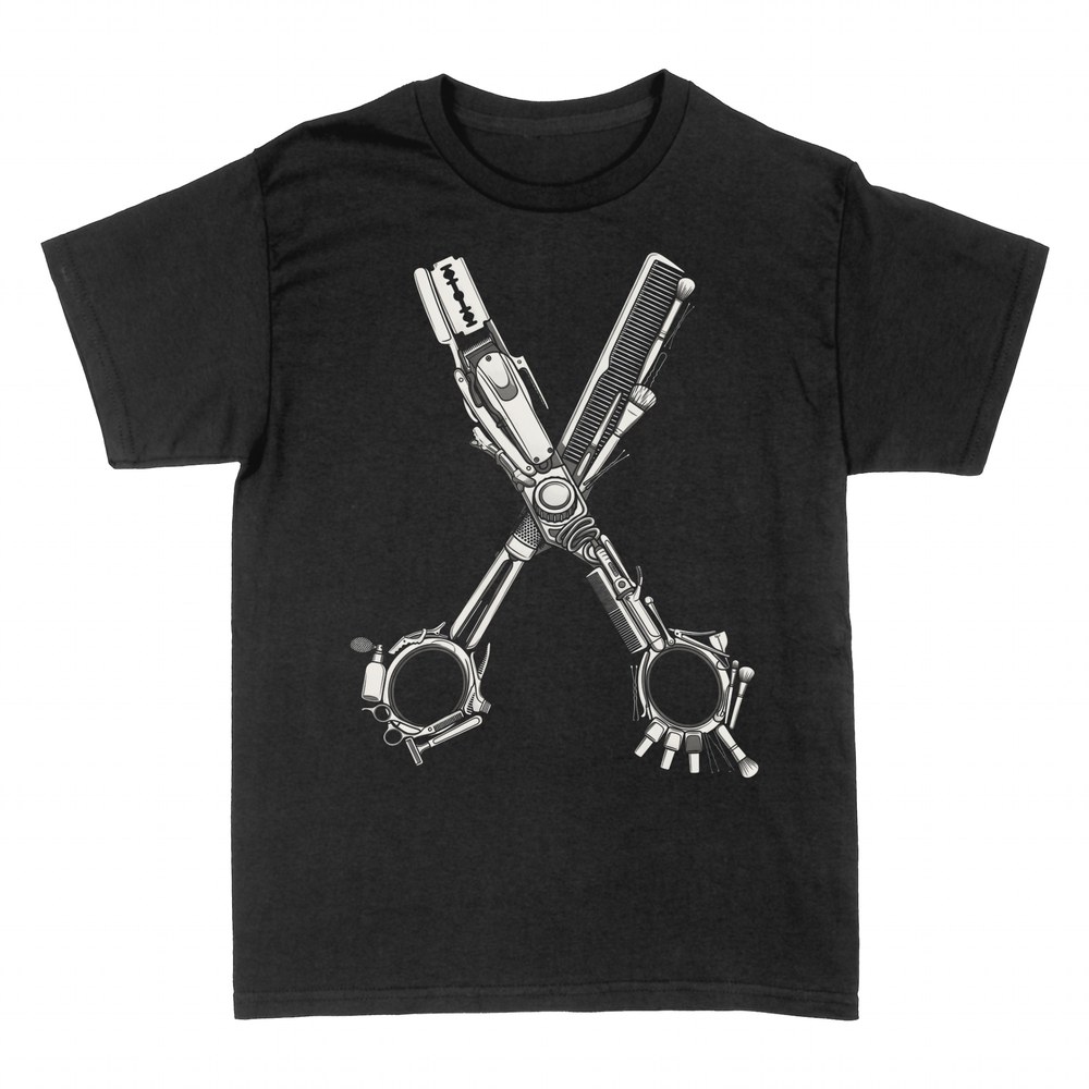 T-shirts: Barber tools shaped like scissors