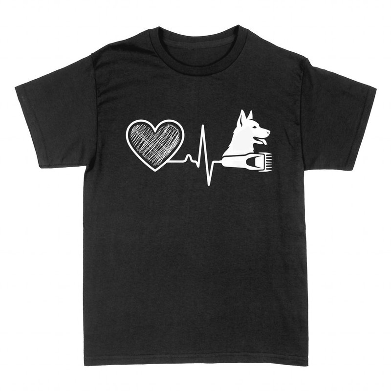 T-shirts: Dog grooming heartbeat heart and clipper