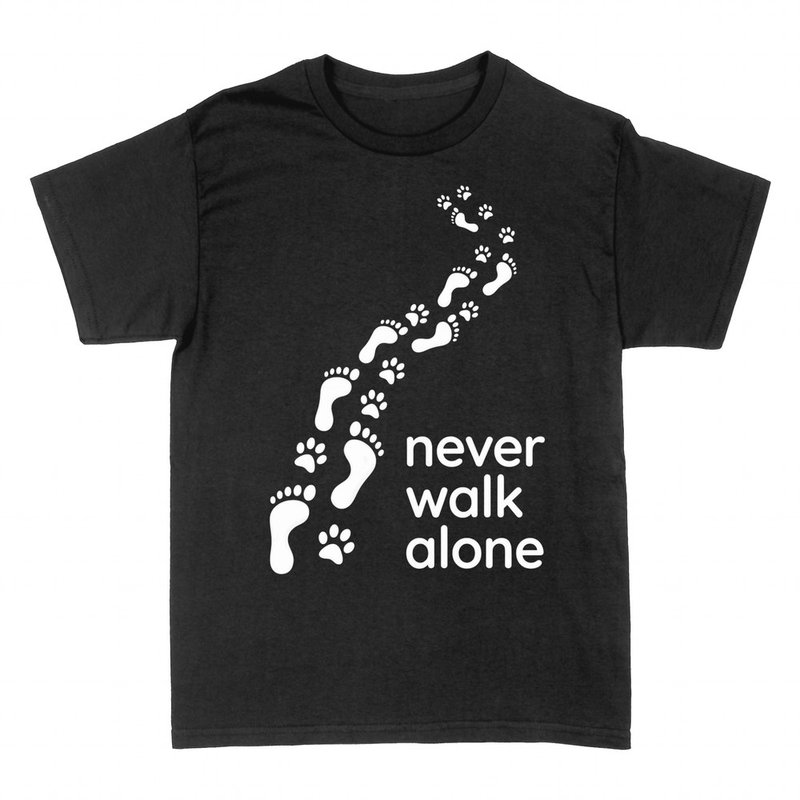T-shirts: Never Walk Alone footprints &amp; paw prints