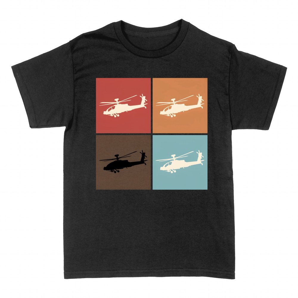 T-shirts: Apache helicopter pop art panels