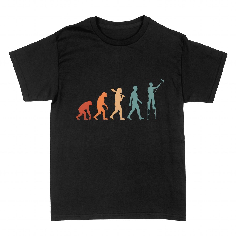 T-shirts: Painter evolution on stilts with roller