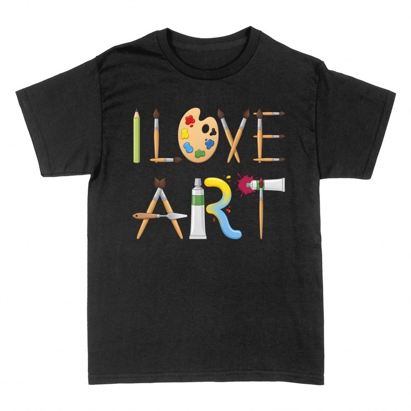 T-shirts: I love art lettering made of paint tools