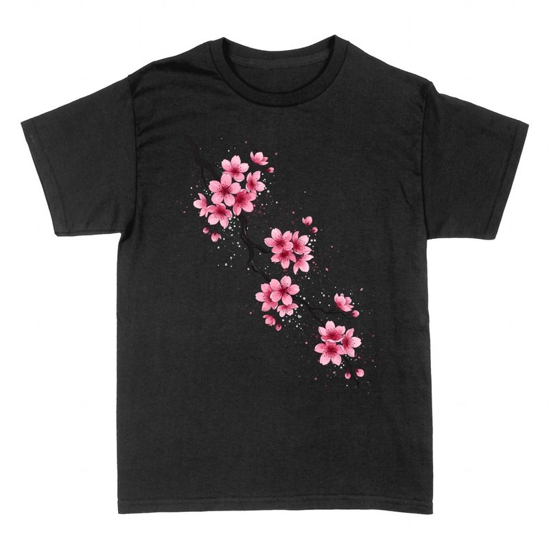 T-shirts: Pink sakura cherry blossom branch
