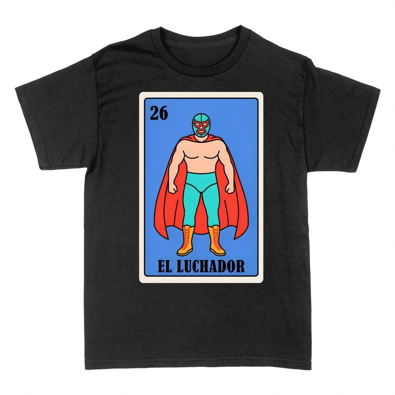 T-shirts: El Luchador Mexican loter&iacute;a card