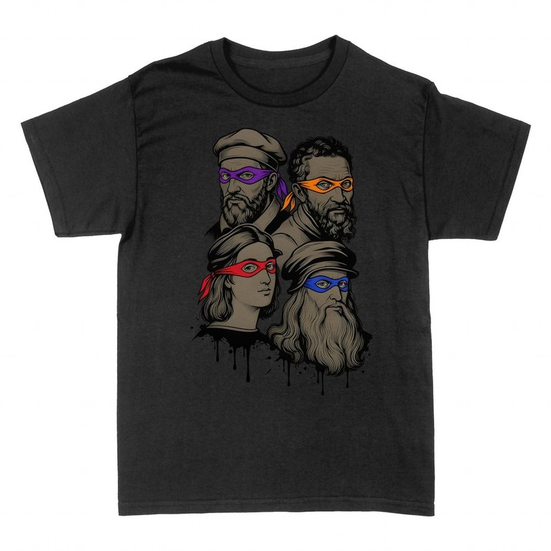 T-shirts: Renaissance masters in hero masks