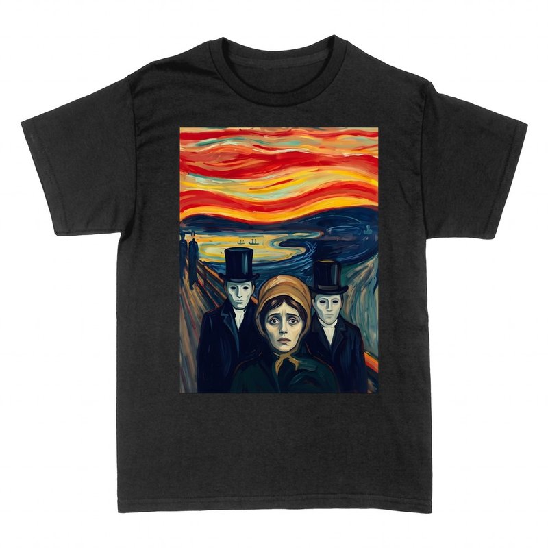 T-shirts: Expressionist anxiety with red sky