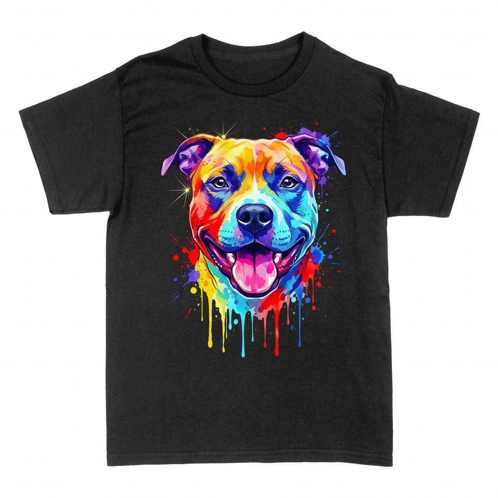 T-shirts: Watercolor pit bull splash portrait